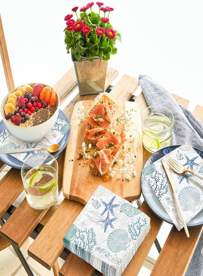 JarThenaAMCS مناديل ورقية من JarThenaAMCS، ٥٠ قطعة، بتصميم مستوحى من عالم البحار، بألوان الباستيل، ونجم البحر، والأصداف، والمرجان. مناديل للاستخدام مرة واحدة، بتصميم كلاسيكي مستوحى من المحيط، مثالية للغداء، وعشاء الصيف، ولحفلات الطعام. - Image 5